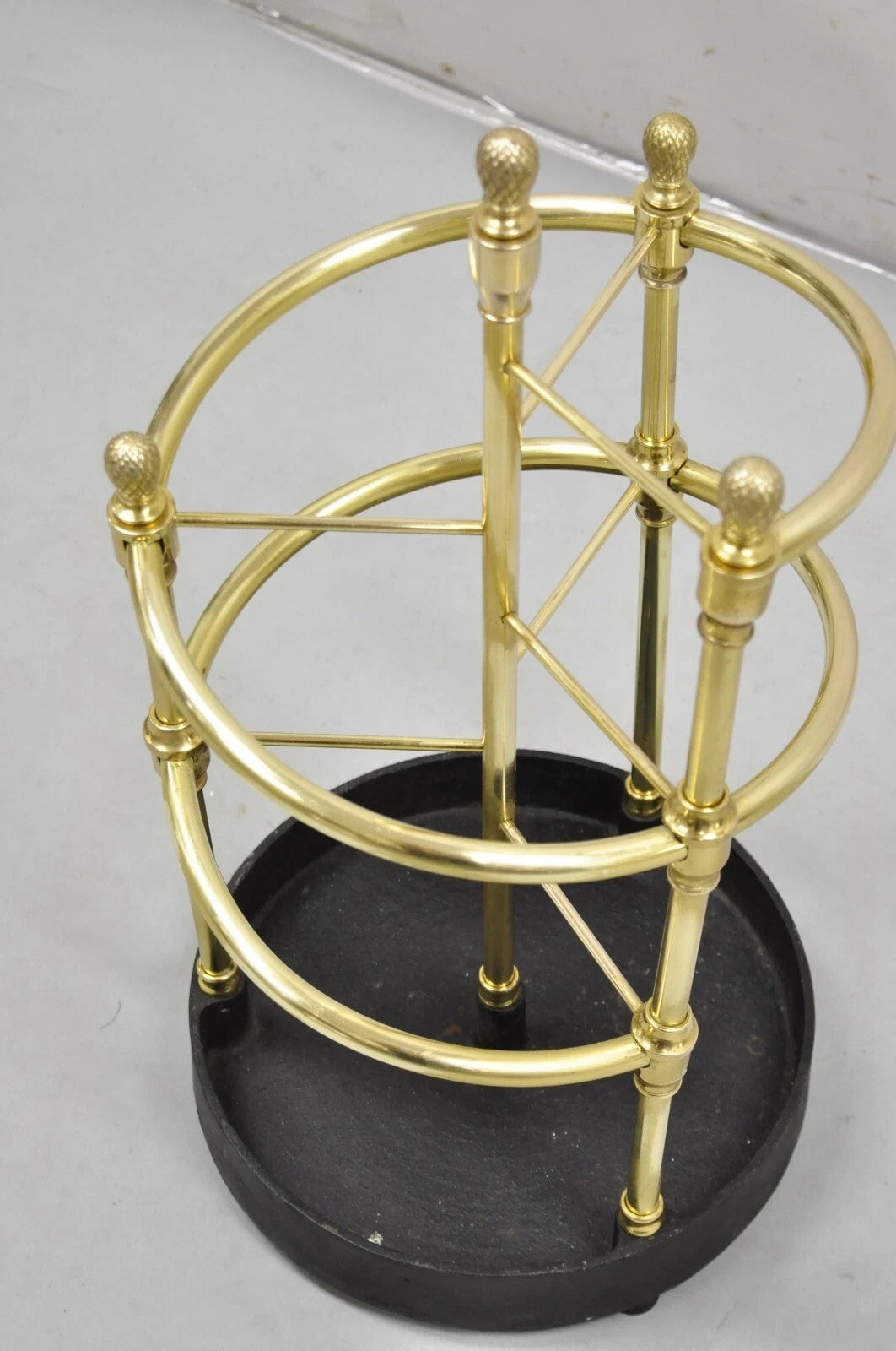 Sarreid LTD Victorian Style Polished Brass Cast Iron Spiral Umbrella Cane Stand
