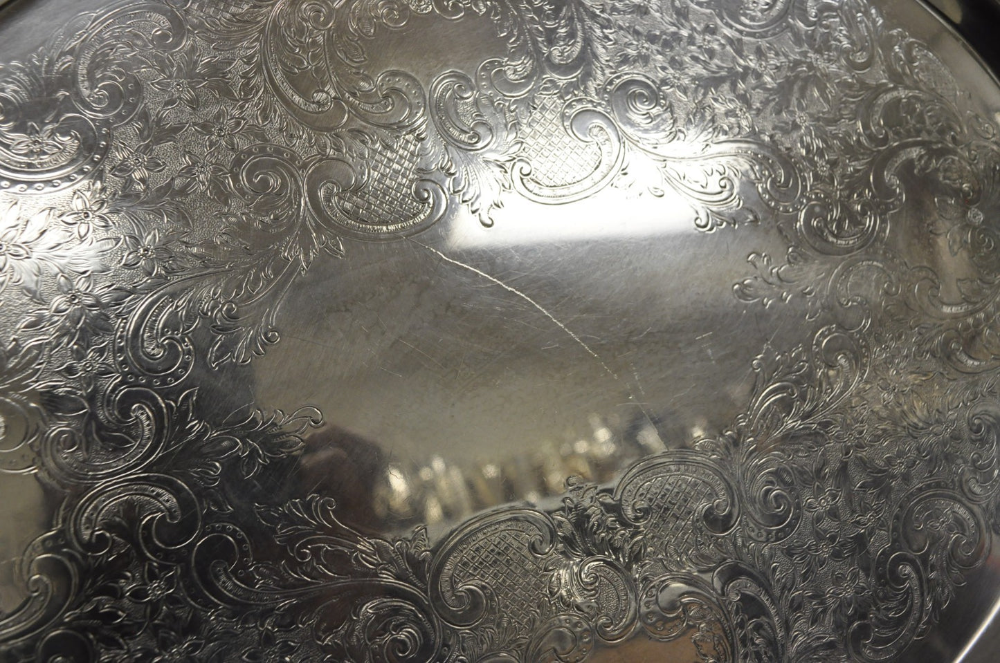 Vintage Poole 400 Lancaster Rose Oval Silver Plated Bar Serving Platter Tray