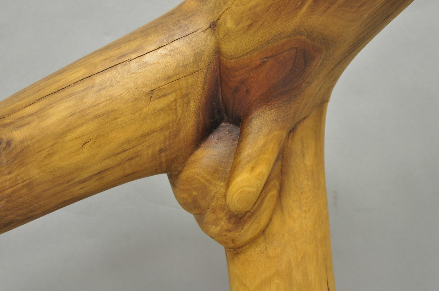 Vintage Mid Century Modern 19" Male Nude Abstract Solid Carved Wood Sculpture