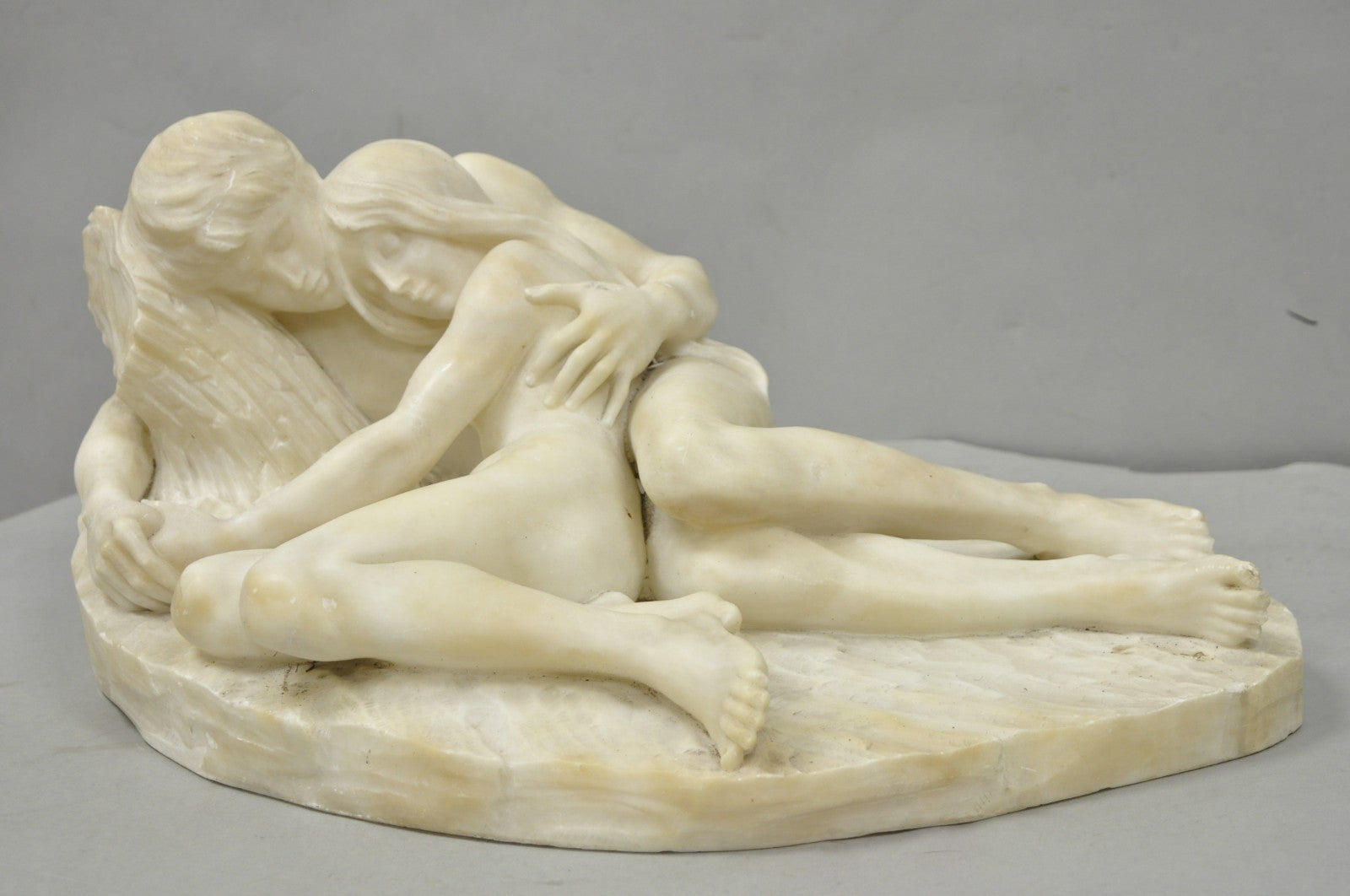 Stephan Abel Sinding (1846-1922) "Lovers Couple" Alabaster Marble Sculpture