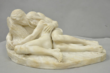Stephan Abel Sinding (1846-1922) "Lovers Couple" Alabaster Marble Sculpture