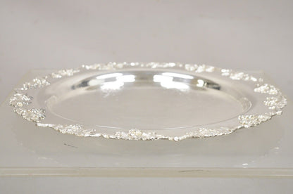 Antique English Victorian Silver Plated Grapevine Round Serving Platter Tray