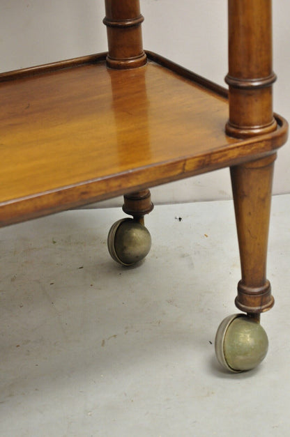 Vintage Regency Style Mahogany 2 Tier Rolling Server Narrow Bar Cart by Hadleigh