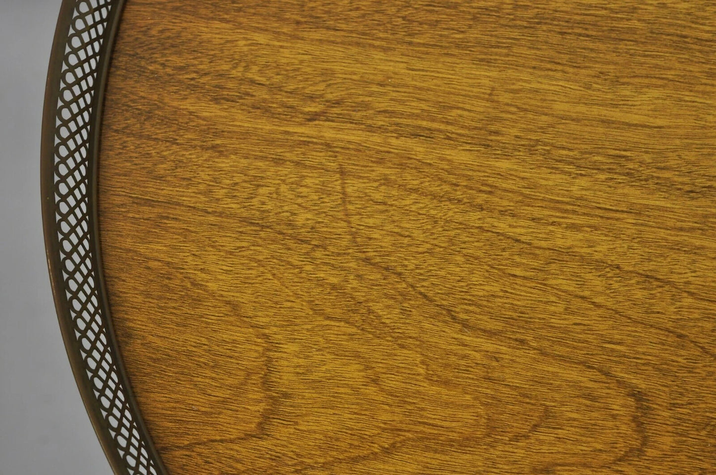 Vintage French Empire Mahogany Pedestal Base Round Brass Gallery Center Table