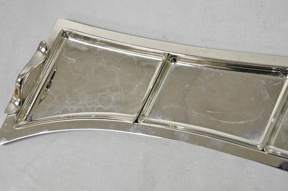 Vintage Modern Silver Plated 3 Section Narrow Serving Tray Trinket Dish by Towle