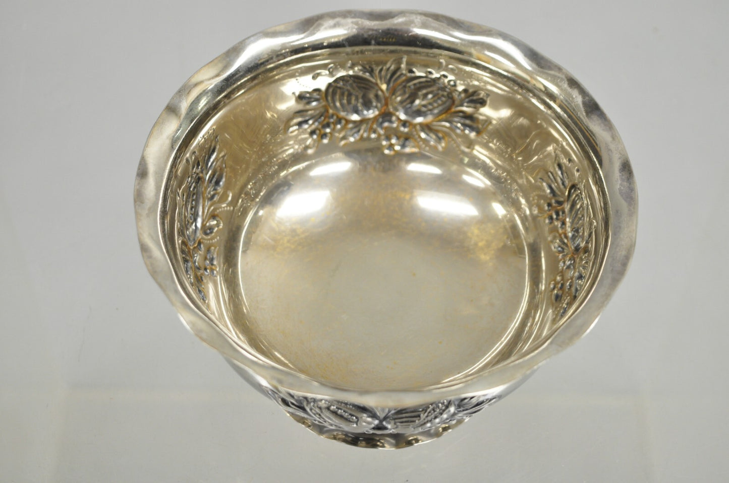 Antique Primans Sweden Silver Plated Repousse Nut Candy Small Bowl Dish