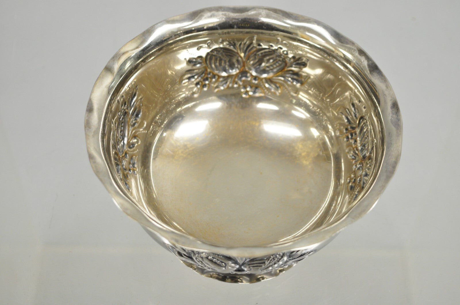 Antique Primans Sweden Silver Plated Repousse Nut Candy Small Bowl Dish