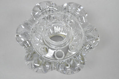 Vintage French Mid Century Modern Crystal Glass Flower Frog Flower Holder Vase
