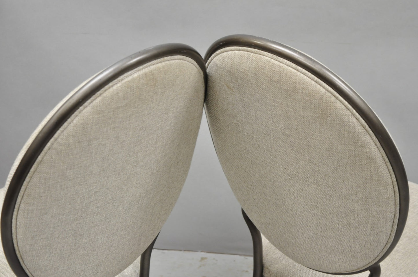 Contemporary Modern Metal Frame Oval Back Upholstered Dining Side Chair Set of 4
