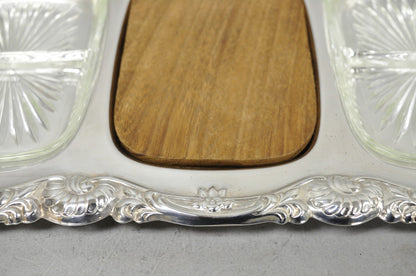 Newport Gorham YB157 Silver Plated 3 Section Cheese Cracker Serving Platter Tray