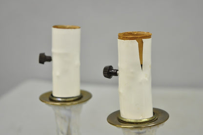 Vintage Hollywood Regency Petite Blown Glass Boudoir Table Lamps w/ Hearts, Pair