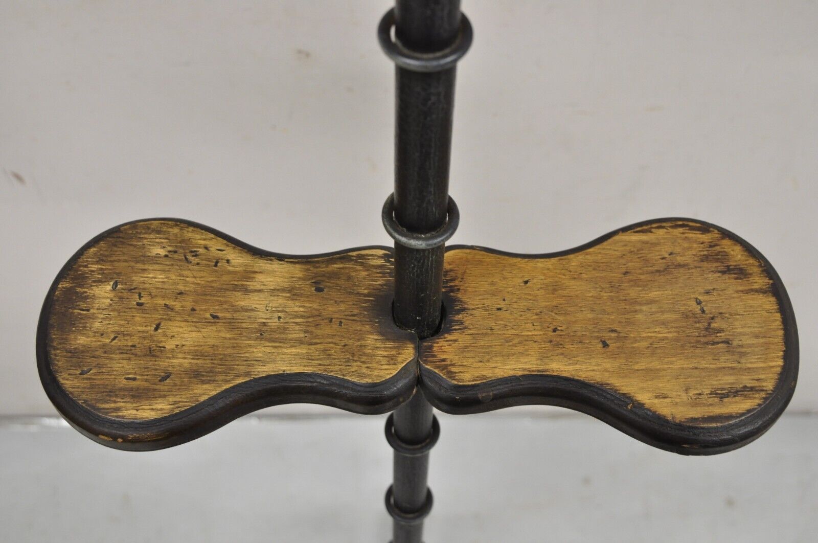 Hollywood Regency Style Wrought Iron Faux Bamboo Tall Standing Shaving Mirror