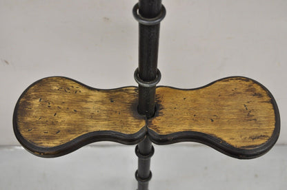 Hollywood Regency Style Wrought Iron Faux Bamboo Tall Standing Shaving Mirror