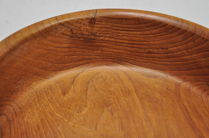 Vintage Mid Century Danish Modern Carved Teak Wood Round Salad Fruit Bowl (B)