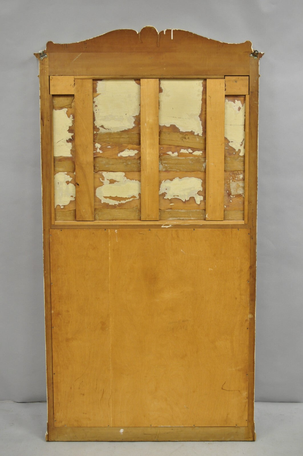 Antique Italian Neoclassical White Distress Painted Gold Gilt 72" Trumeau Mirror