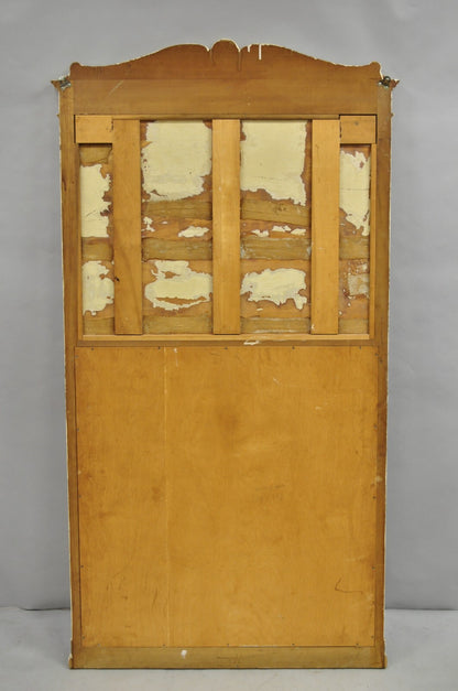 Antique Italian Neoclassical White Distress Painted Gold Gilt 72" Trumeau Mirror