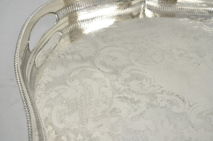 Vintage William Adams Sheffield England Edwardian Silver Plated Scalloped Tray