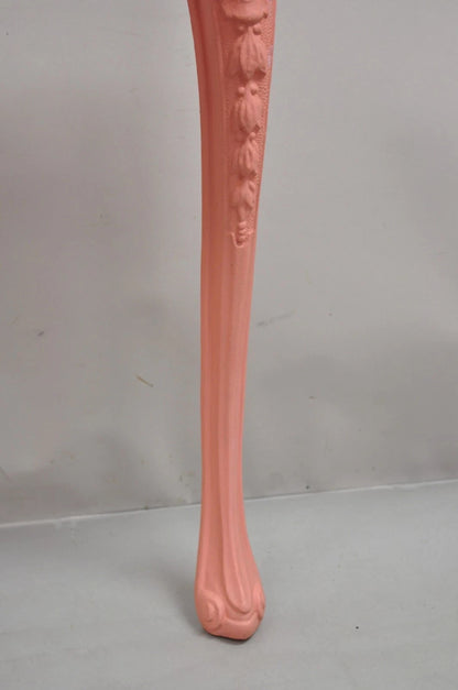 Vintage Italian Neoclassical Style Cast Aluminum Pink Demilune Console Table