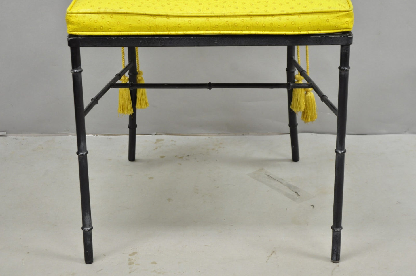 Vintage Salterini Hollywood Regency Wrought Iron Faux Bamboo Dining Chair, Set 8