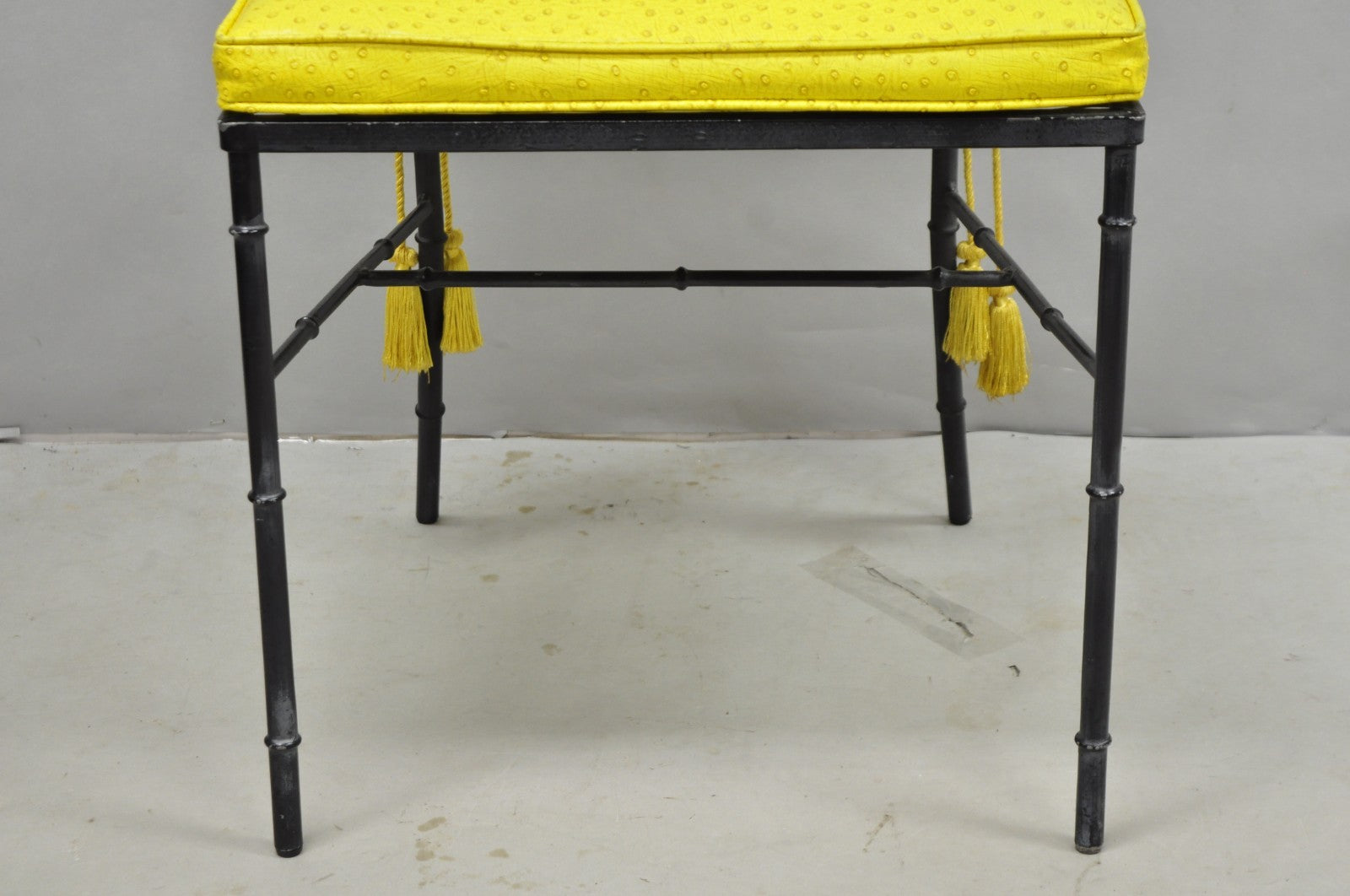 Vintage Salterini Hollywood Regency Wrought Iron Faux Bamboo Dining Chair, Set 8