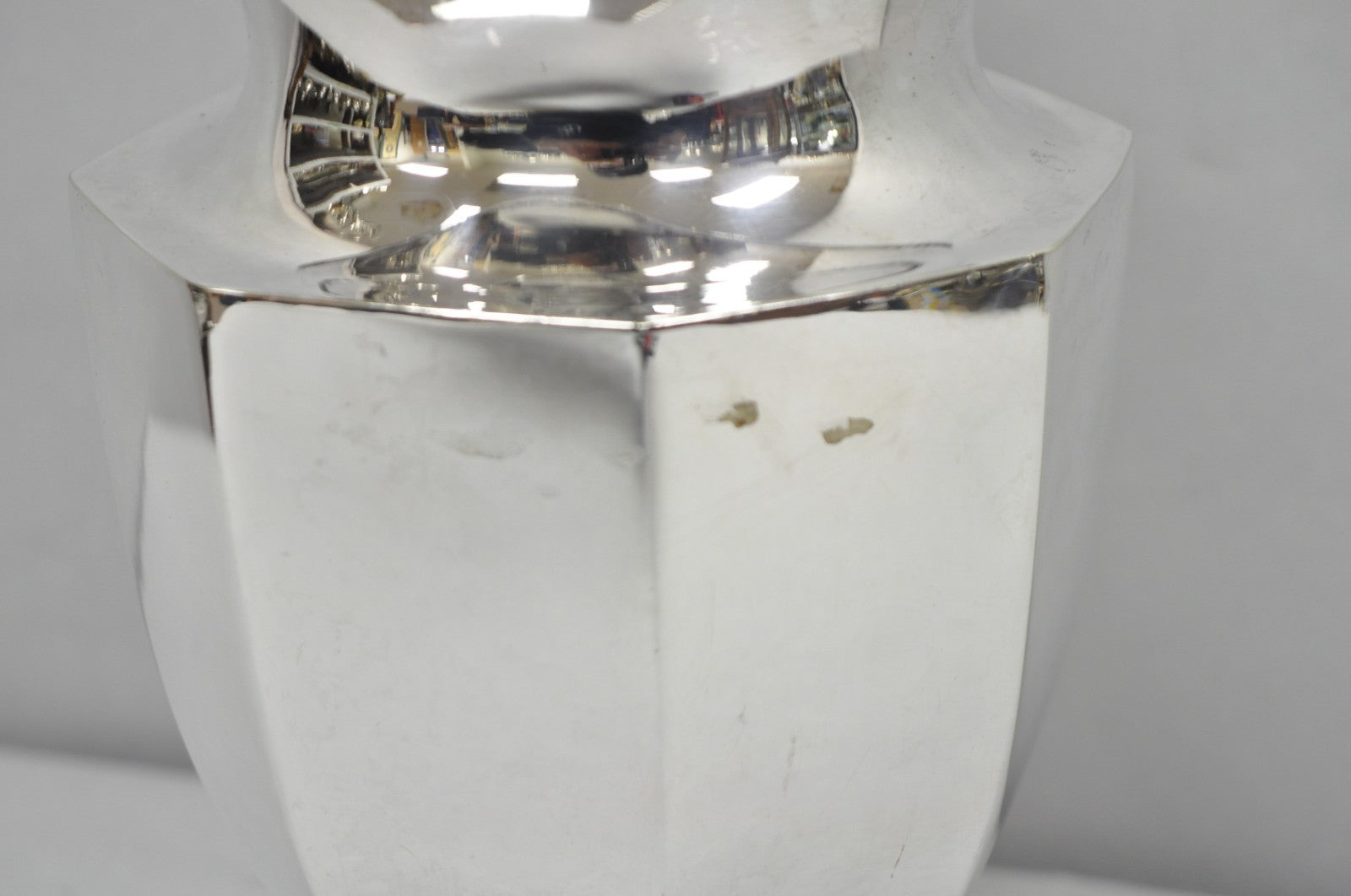 Vintage Art Deco Silver Plated Octagonal Faceted Water Pitcher by Homan Plate