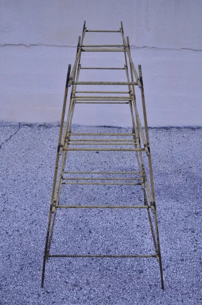 Vintage Industrial Modern Iron Rebar Rusty Yellow Shelf Display Bookcase Rack