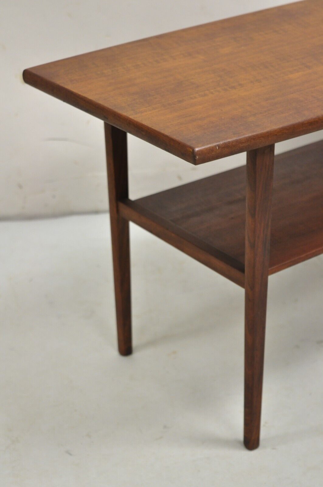 Vintage Mid Century Modern Danish Teak Wood Small 2 Tier Coffee Table Side Table