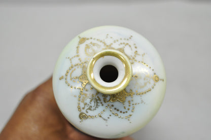 Antique Nippon Hand Painted Pink Rose & Lake Scene Small Porcelain Cylinder Vase