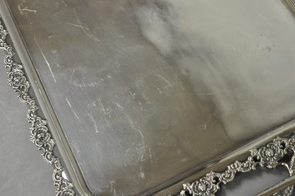 Antique Victorian Silver Plated Pierced Twin Handle Bar Serving Tray by Wilcox