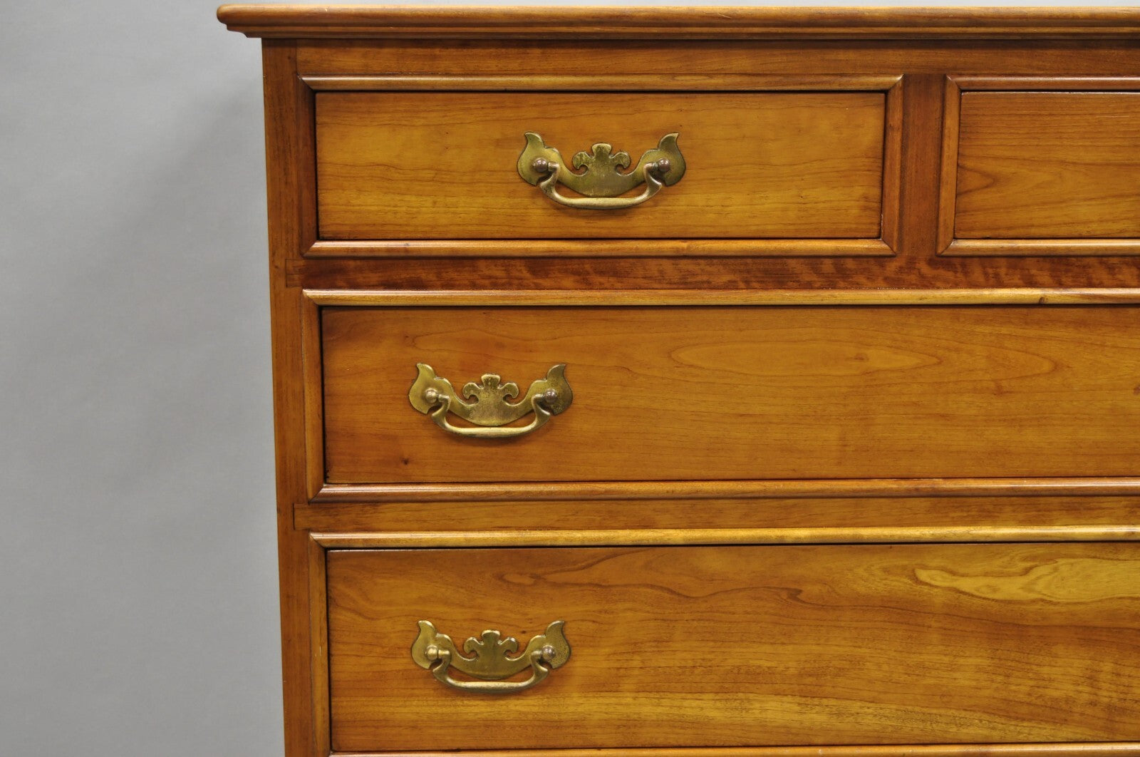 Vintage L&JG Stickley Cherry Wood Chippendale Style 6 Drawer Tall Chest Dresser