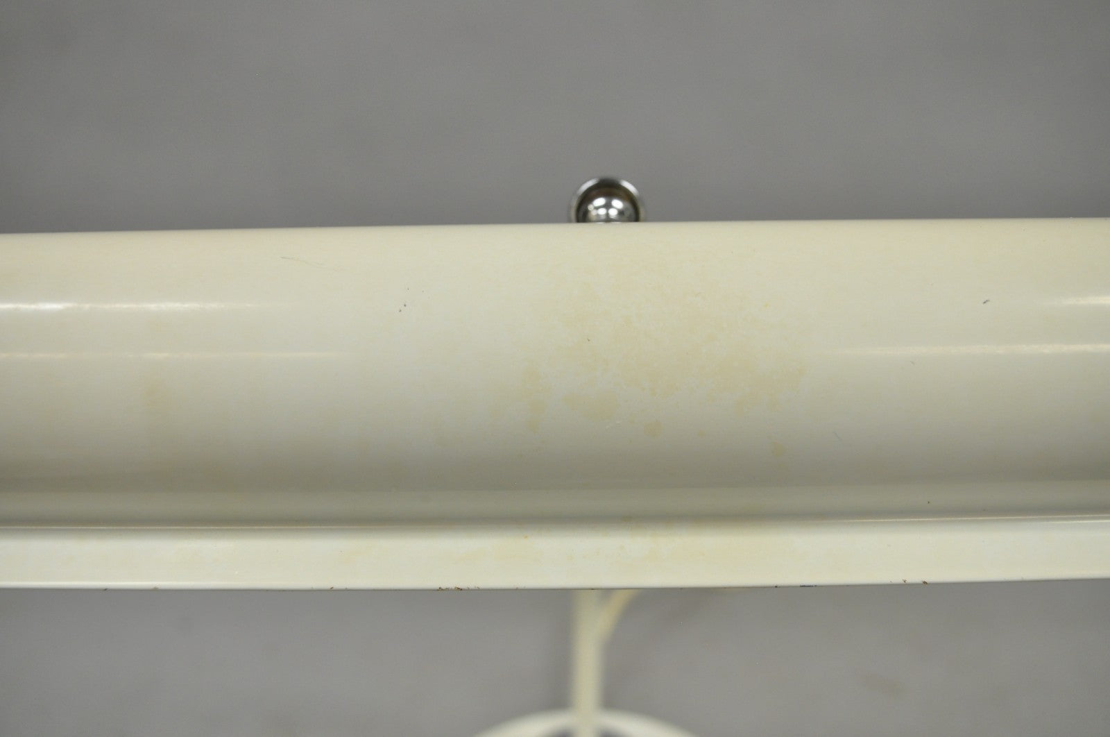 Vintage Mid Century Modern White Enamel Metal Arch Desk Lamp w/ Chrome Accents
