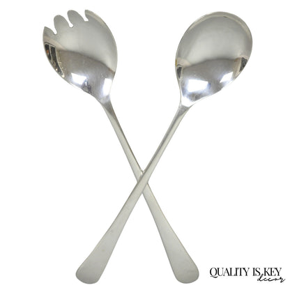 Vintage Sheffield England Modern Silver Plated Salad Serving Set Fork & Spoon