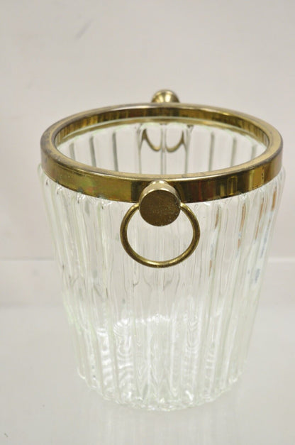 Vintage Hollywood Regency Brass & Glass Champagne Wine Chiller Ice Bucket