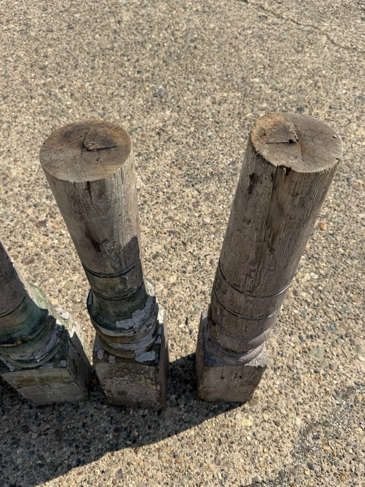 Antique French Farmhouse Turn Carved Wooden Baluster Spindle Table Legs Set of 4
