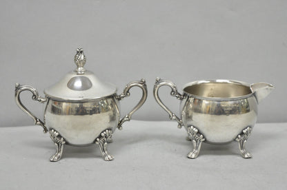Vintage Sheridan Victorian Silver Plated Footed Lidded Sugar Bowl & Creamer Set