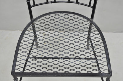 Vintage Salterini Hollywood Regency Wrought Iron Faux Bamboo Dining Chair, Set 8