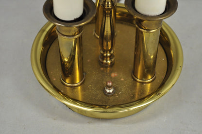 Vintage French Country Brass Tole Metal Shade Bouillotte Candlestick Table Lamp