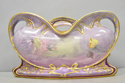 Antique Franz Anton Mehlem Royal Bonn Germany Art Nouveau Purple Jardinière Vase