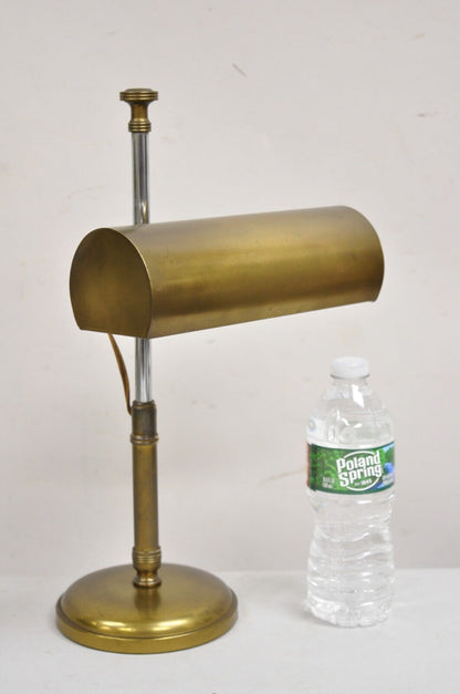 Vintage Mid Century Modern Burnished Brass Pivoting Bankers Desk Table Lamp