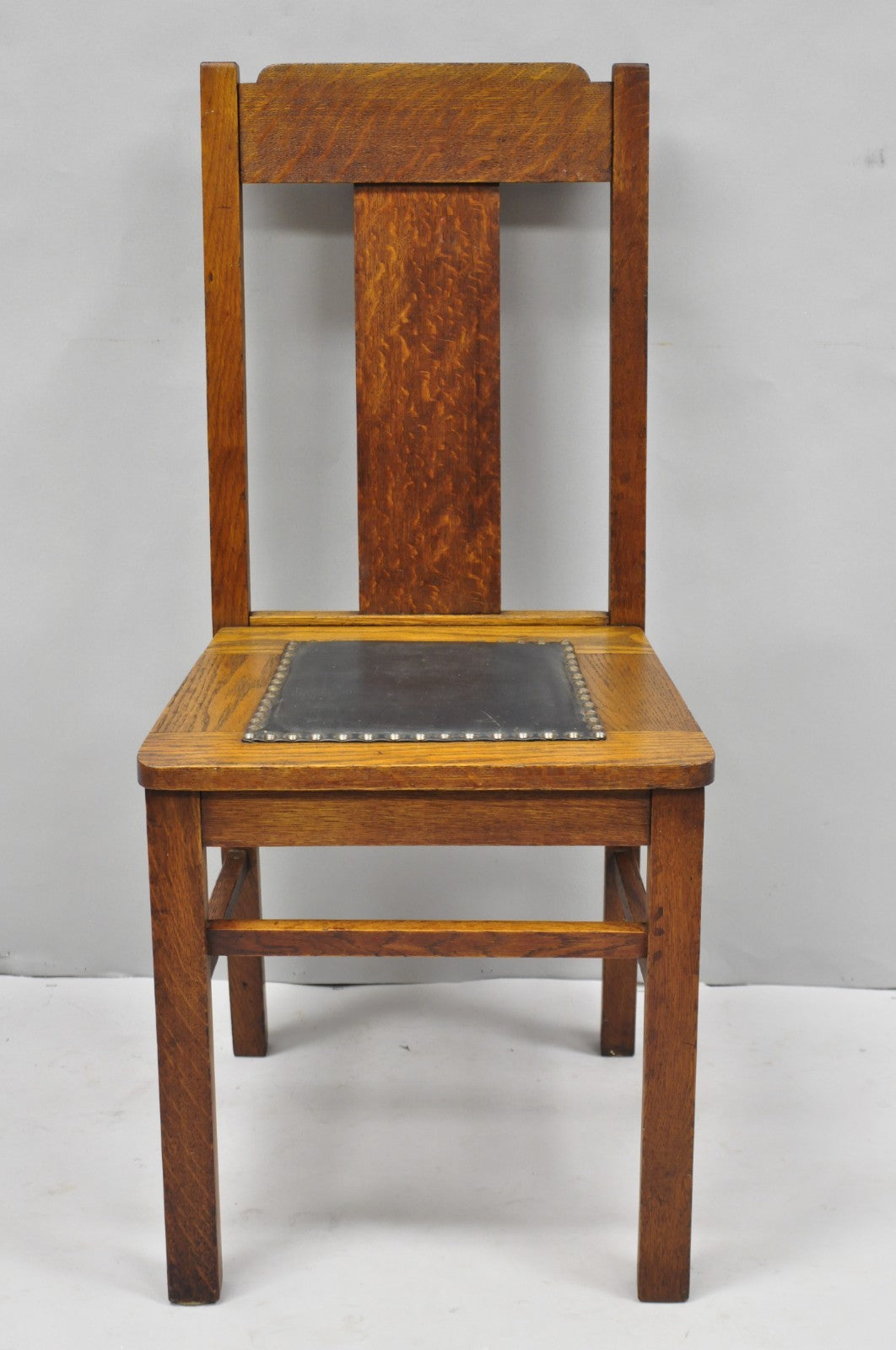 Antique Mission Oak Arts & Crafts T-Back Limbert Style Dining Chairs - Set of 4