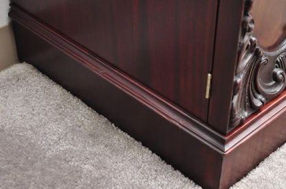 Vintage Chinese Chippendale Mahogany Serpentine Triple Dresser Credenza w Mirror