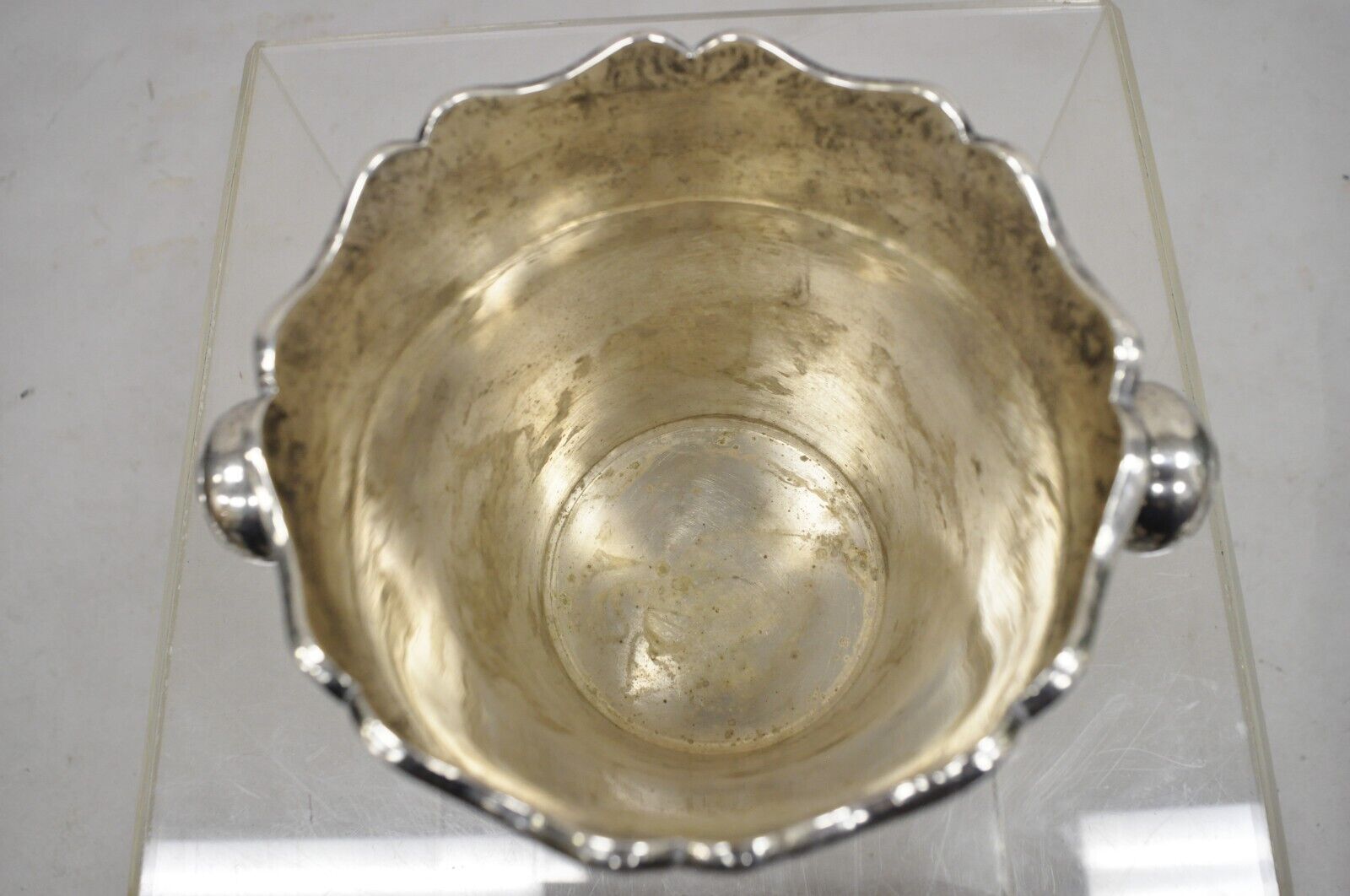 Antique Art Nouveau Twin Knob Handle Silver Plated Champagne Chiller Ice Bucket