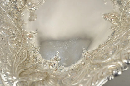 M&H English Victorian Art Nouveau Silver Plated Floral Repousse Fruit Bowls Pair