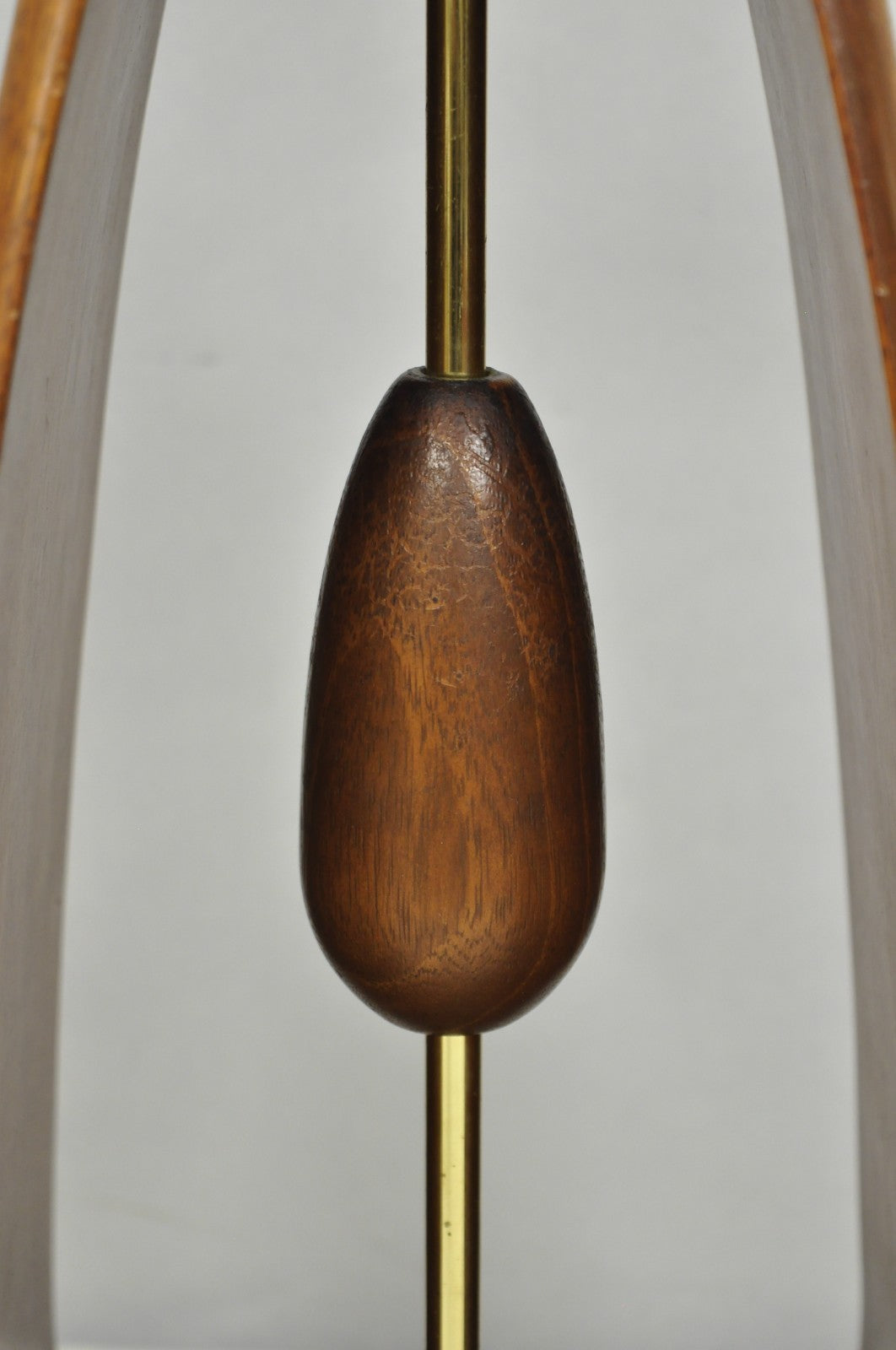 Vintage Modeline Mid Century Modern Sculpted Walnut Pull Chain Table Lamp