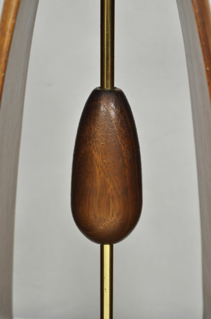 Vintage Modeline Mid Century Modern Sculpted Walnut Pull Chain Table Lamp