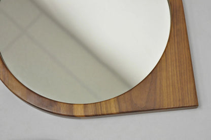Mid Century Danish Modern Style Sculpted Solid Teak Wood Mirrors - 3 pc Set