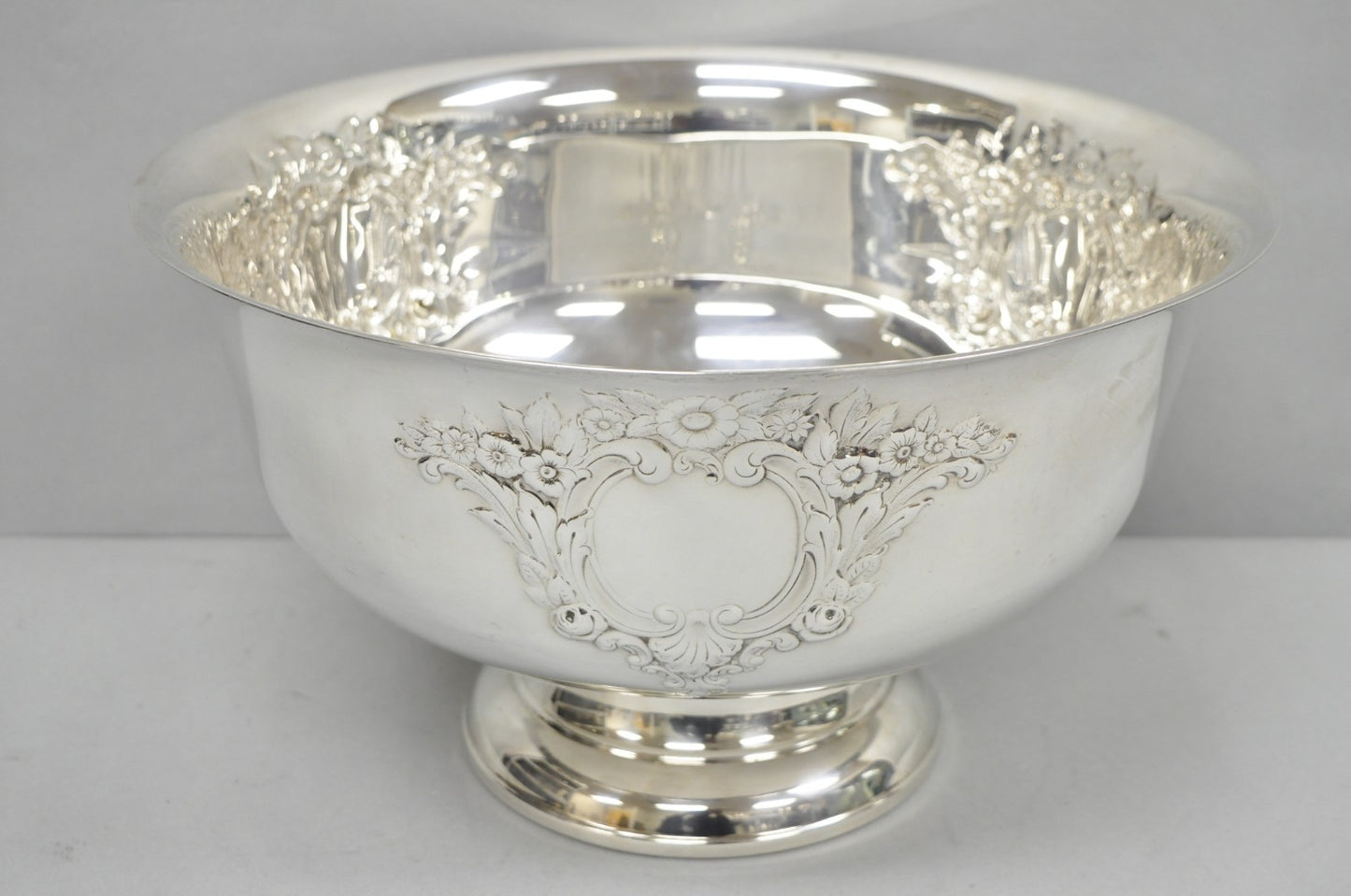 Victorian Floral Repousse Silver Plated Punch Bowl Champagne Chiller Ice Bucket