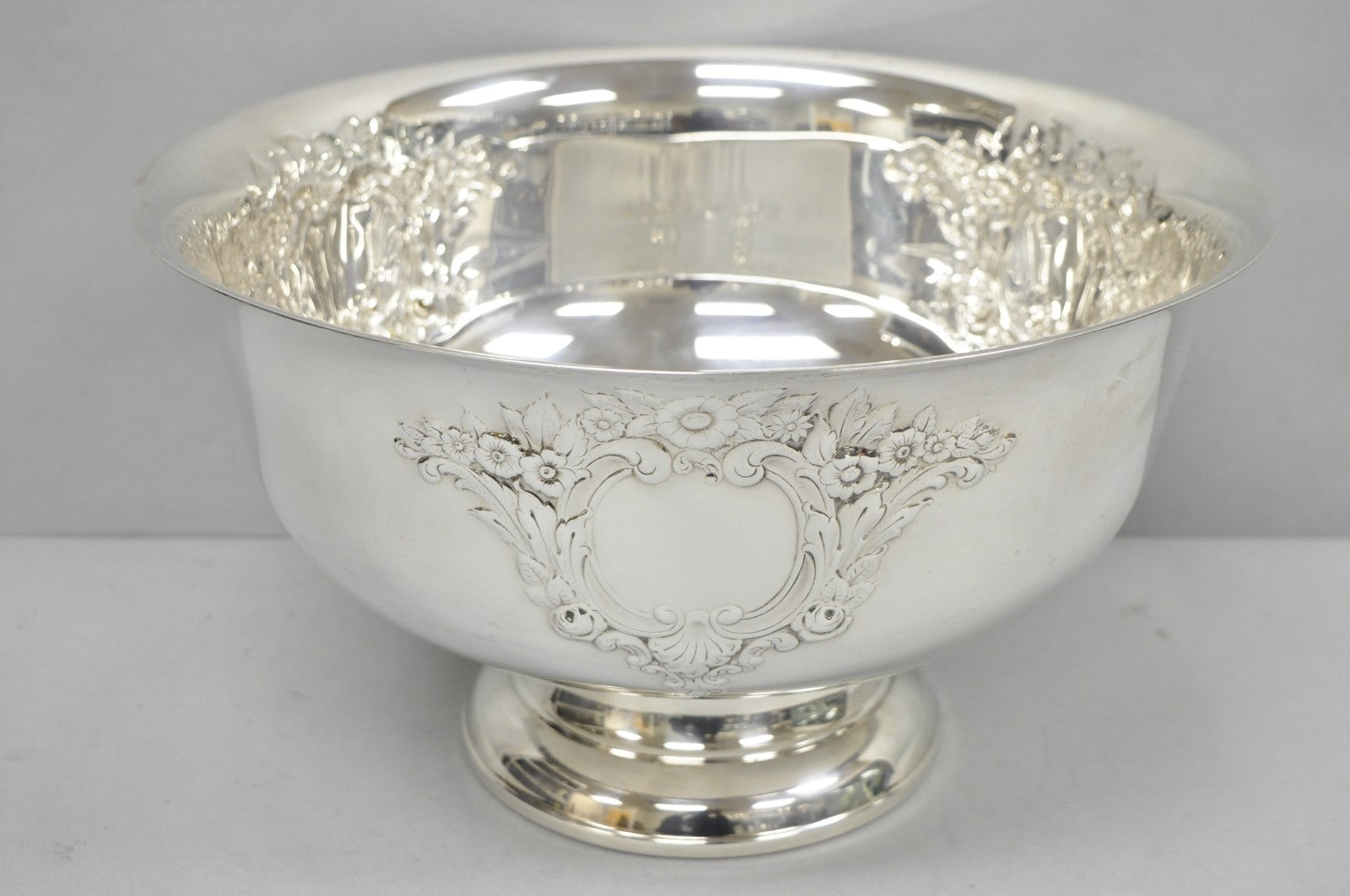 Victorian Floral Repousse Silver Plated Punch Bowl Champagne Chiller Ice Bucket