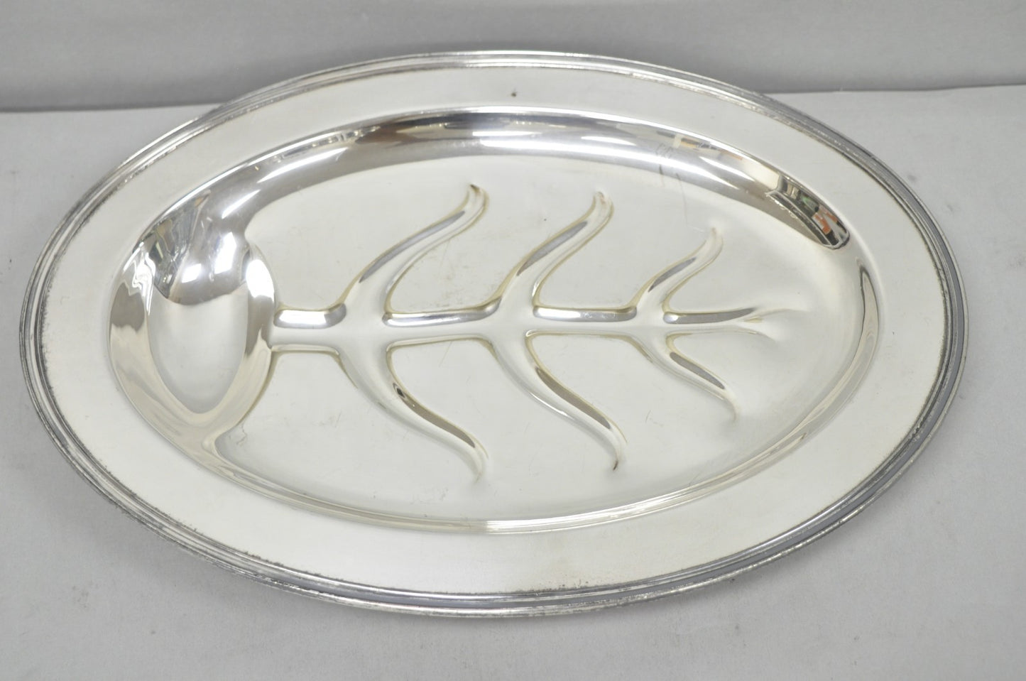 Vintage Crescent Regency Style Silver Plated Oval Cutlery Serving Platter Tray