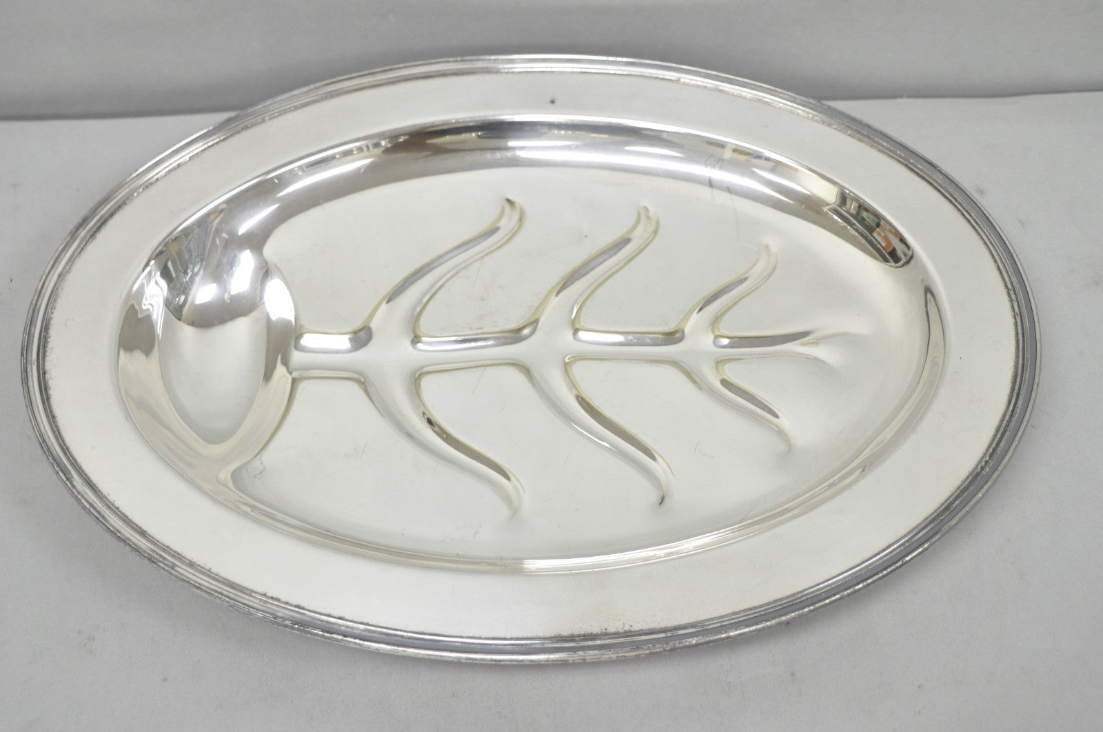 Vintage Crescent Regency Style Silver Plated Oval Cutlery Serving Platter Tray